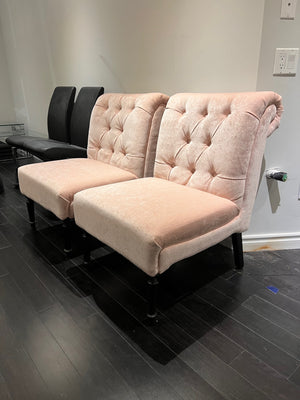 2 Light Pink Tufted Accent Chairs
