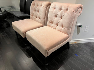 2 Light Pink Tufted Accent Chairs