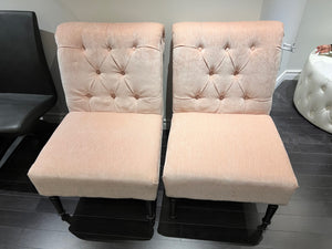 2 Light Pink Tufted Accent Chairs