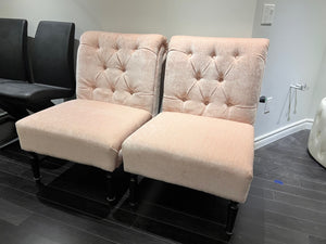 2 Light Pink Tufted Accent Chairs