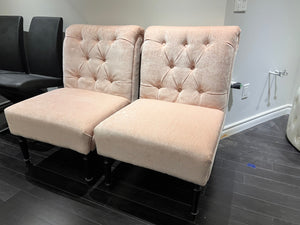2 Light Pink Tufted Accent Chairs