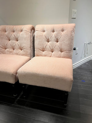 2 Light Pink Tufted Accent Chairs