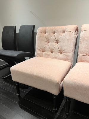 2 Light Pink Tufted Accent Chairs