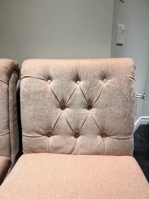 2 Light Pink Tufted Accent Chairs