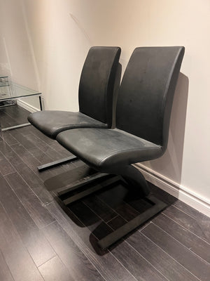 2 Black Faux Leather Accent Chairs