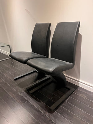 2 Black Faux Leather Accent Chairs