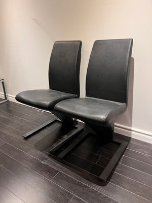 2 Black Faux Leather Accent Chairs