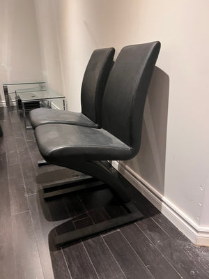 2 Black Faux Leather Accent Chairs