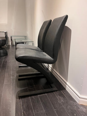 2 Black Faux Leather Accent Chairs