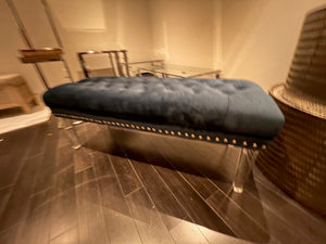 Blue Velvet Tufted Bench w/Acrylic Legs