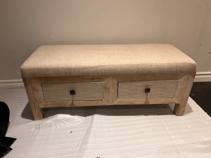 Cream/Beige Bench w/2 Drawers