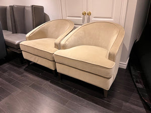 2 Sunpan Beige Microsuede Club Chairs (*retail $1,600)