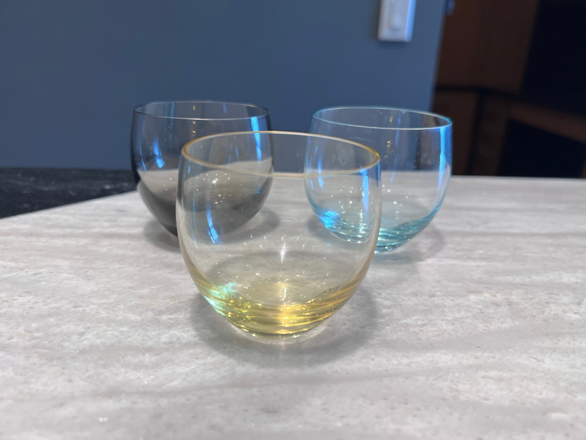 Set of 3 Moser Coloured Culbuto Small Tumbler Glasses- 2.5"