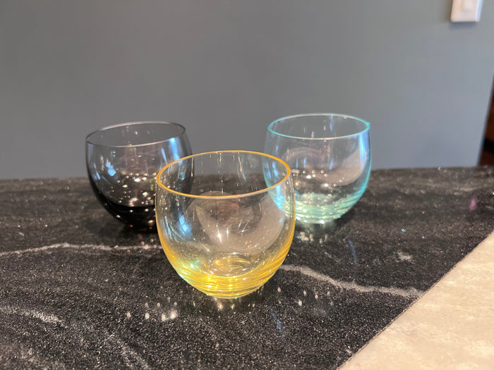 Set of 3 Moser Coloured Culbuto Small Tumbler Glasses- 2.5"