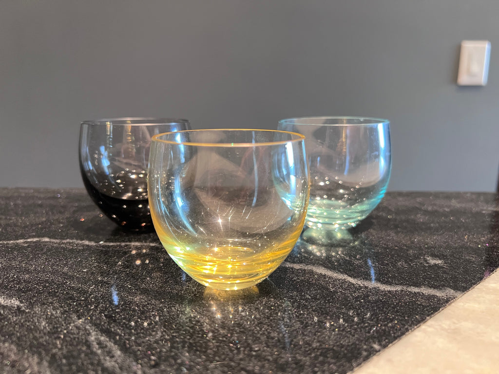 Set of 3 Moser Coloured Culbuto Small Tumbler Glasses- 2.5"