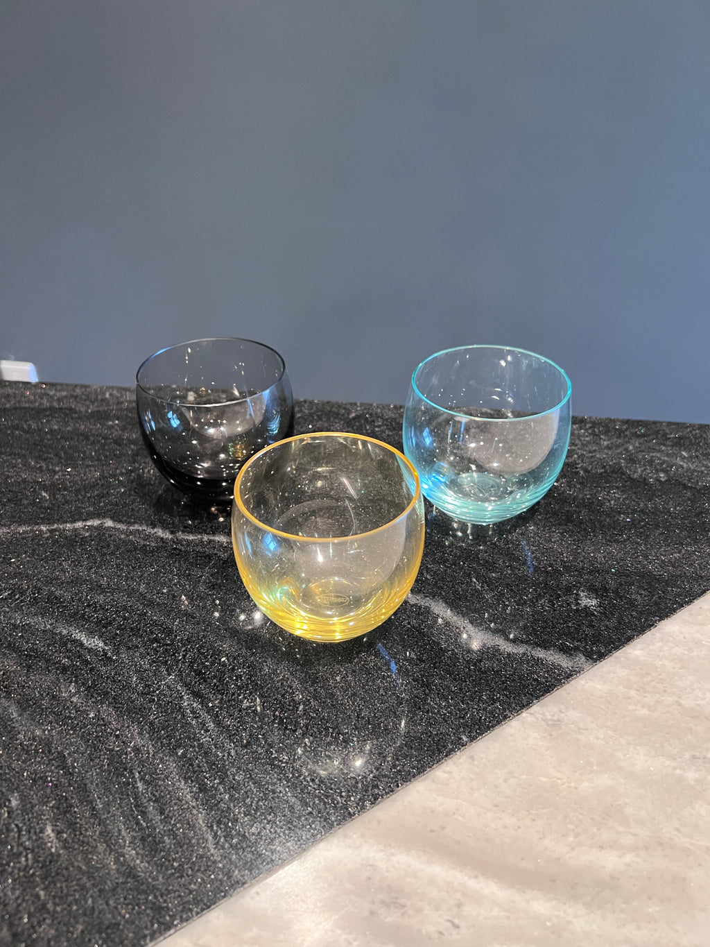Set of 3 Moser Coloured Culbuto Small Tumbler Glasses- 2.5"