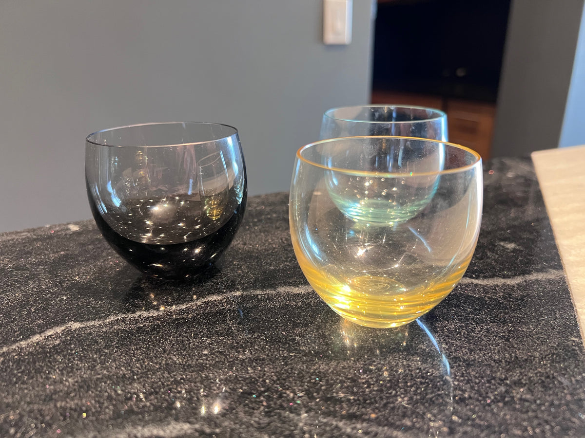 Set of 3 Moser Coloured Culbuto Small Tumbler Glasses- 2.5"