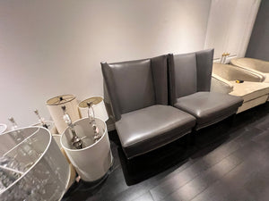 2 Sunpan Grey Bonded Leather High-Back Chairs