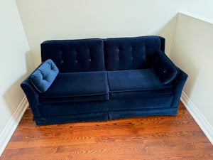 Vintage Kroehler Blue Velvet Pull Out Sofa Bed