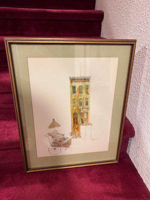 Watercolour titled "Du Miai Restaurant" by Raymond Chow