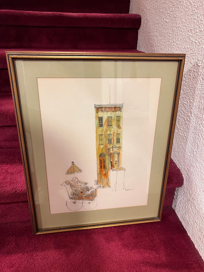 Watercolour titled "Du Miai Restaurant" by Raymond Chow