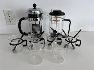 2 Bodum French Press, 4 Cups with Spoons, Cream + Sugar