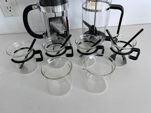 2 Bodum French Press, 4 Cups with Spoons, Cream + Sugar