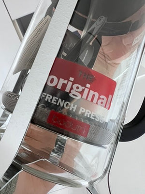 2 Bodum French Press, 4 Cups with Spoons, Cream + Sugar