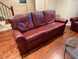 3-Seater Red Leather Sofa