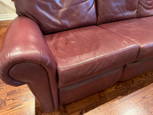 3-Seater Red Leather Sofa