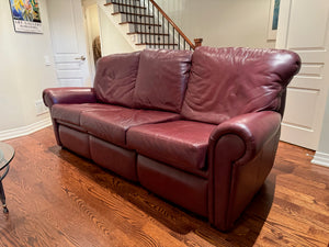 3-Seater Red Leather Sofa