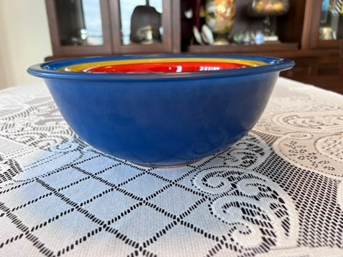 Vintage Pyrex Nesting Bowls, Primary Colours, Clear Bottom-  Red Blue Yellow-  Set Of 3