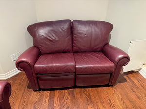 Red Leather Love Seat