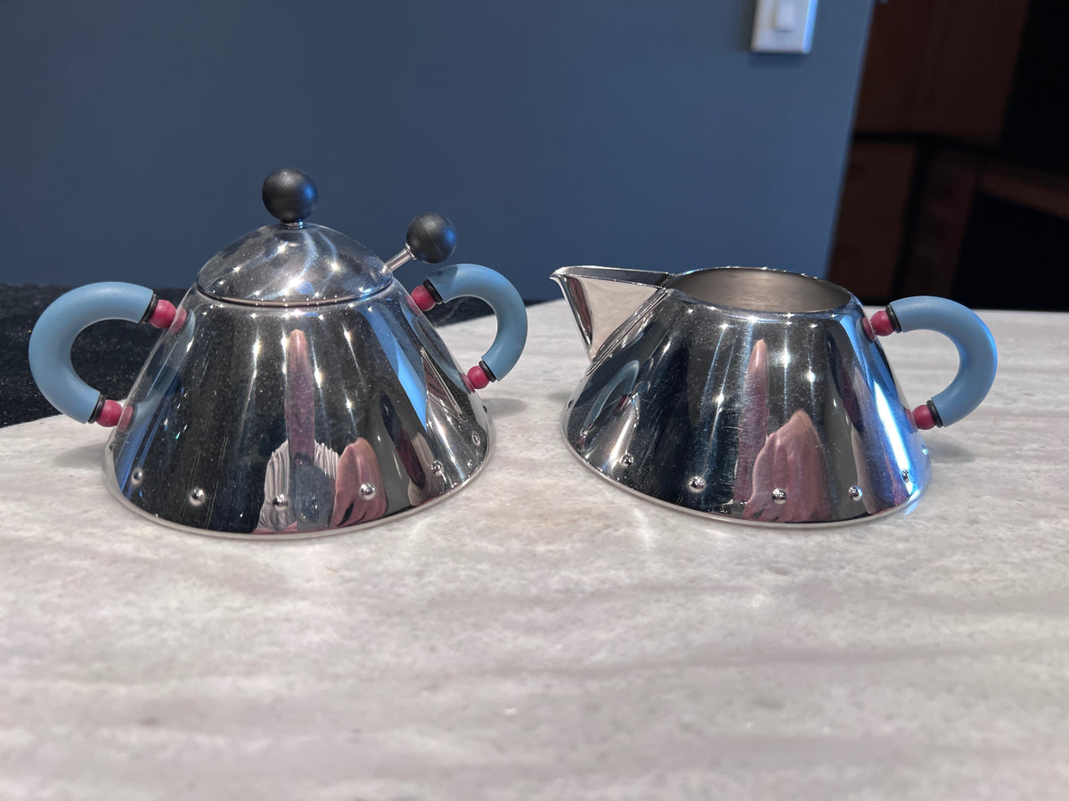 Alessi Cream & Sugar w/Spoon, Designed by Michael Graves