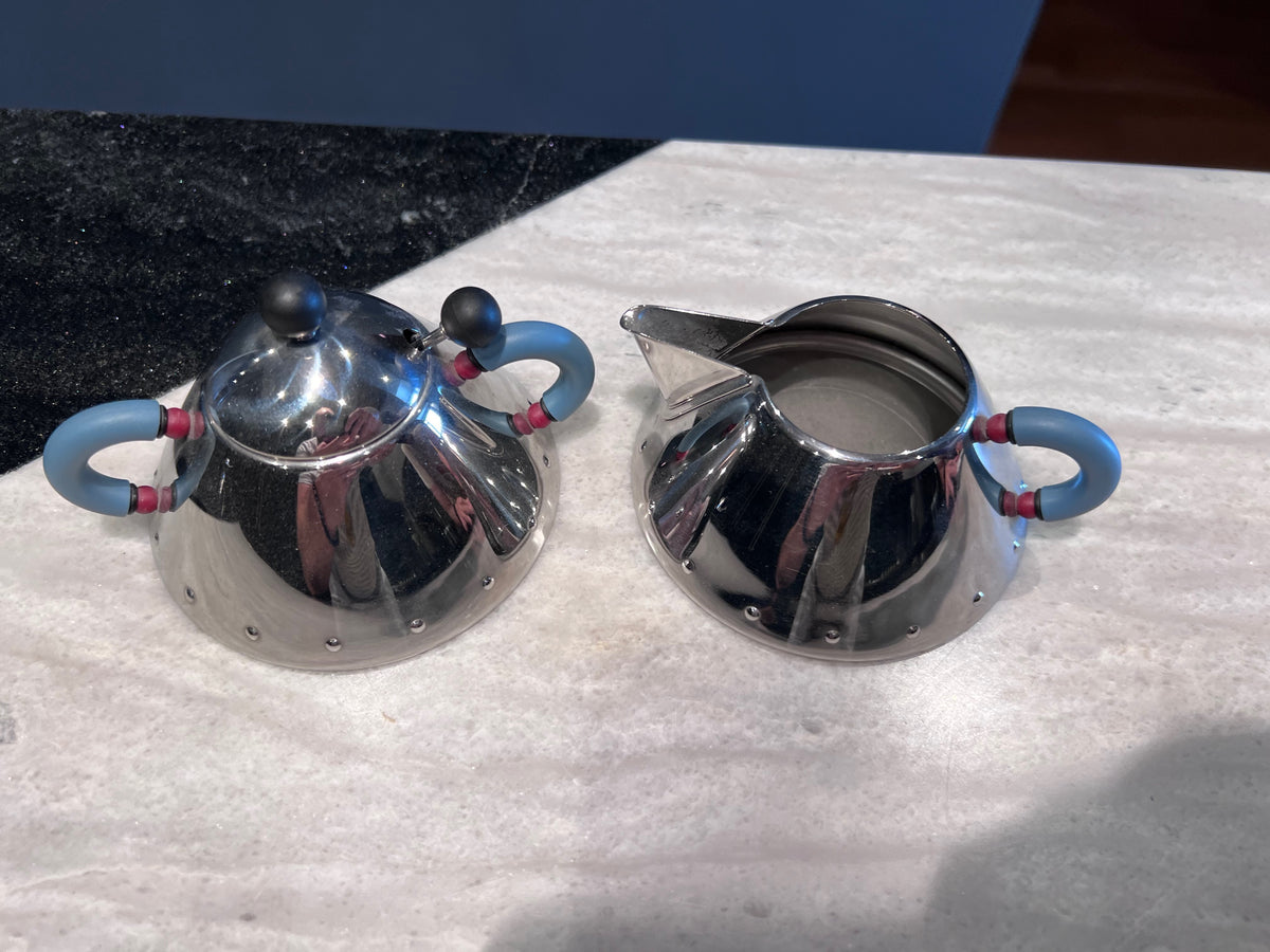 Alessi Cream & Sugar w/Spoon, Designed by Michael Graves