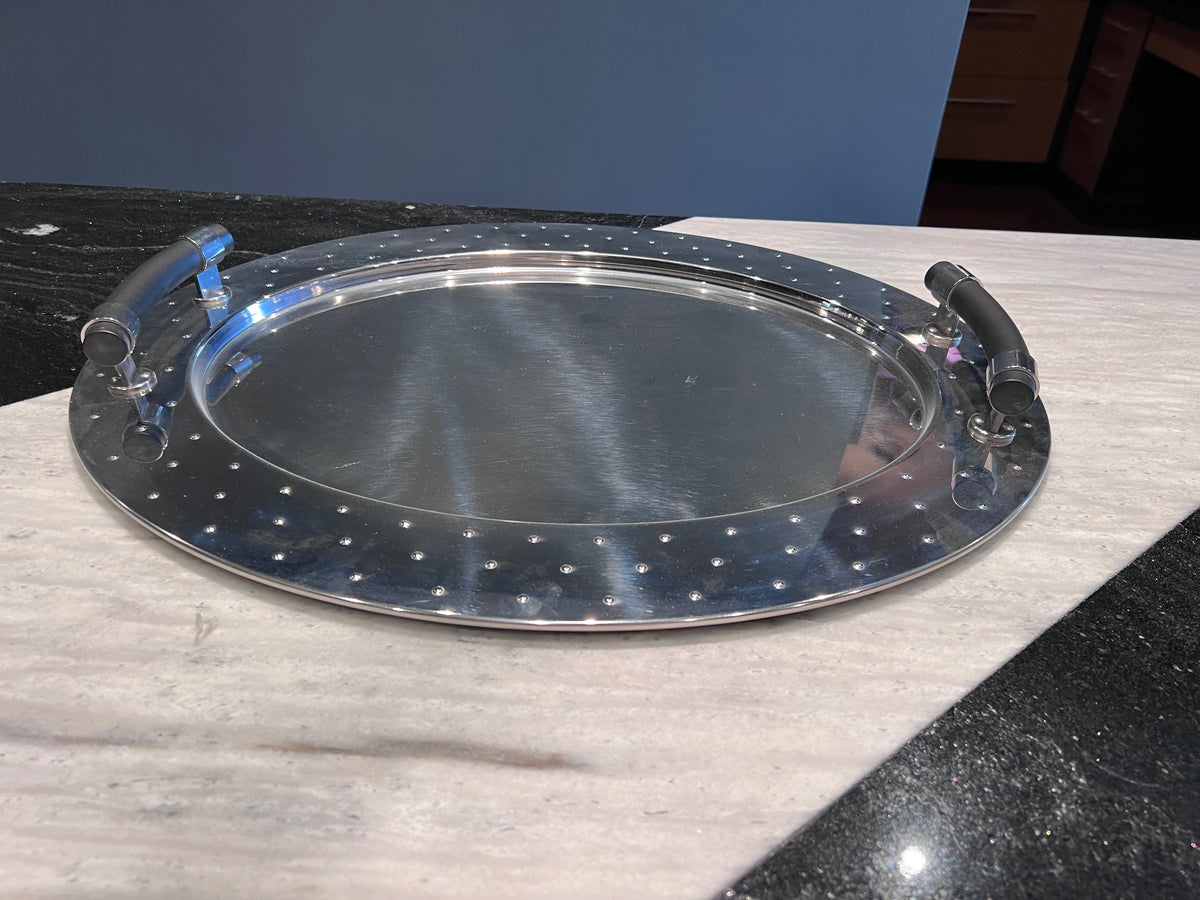 AlessiTablett MG09 Oval Tray w/ Black Handles