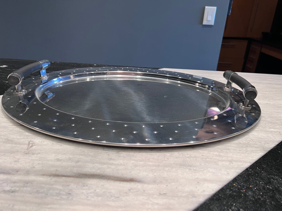 AlessiTablett MG09 Oval Tray w/ Black Handles