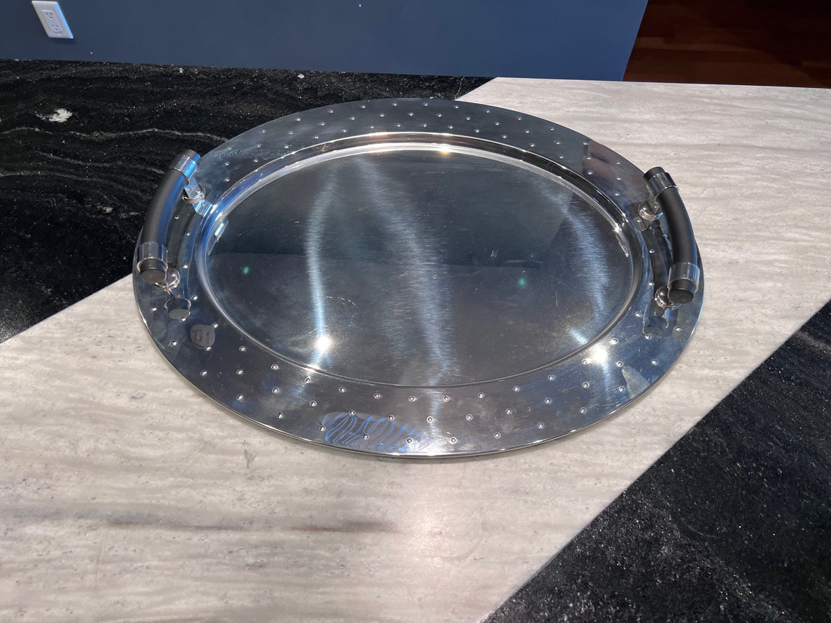 AlessiTablett MG09 Oval Tray w/ Black Handles