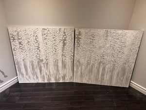 Pair of Wall Art White Abstract Trees
