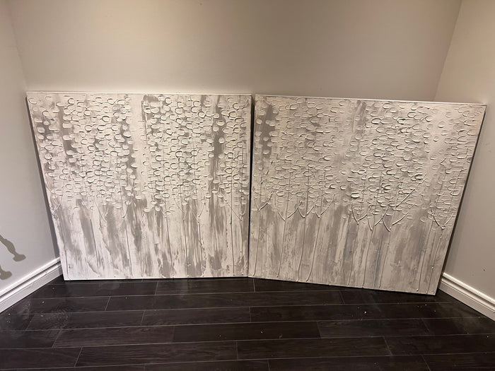 Pair of Wall Art White Abstract Trees