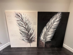 Pair of Wall Art Feathers with Words