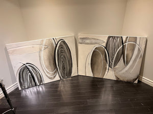 Pair of Wall Art Abstract Ovals