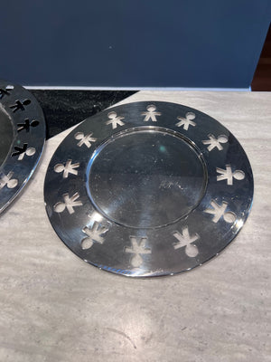 2 Alessi Girtondo Round Stainless Steel Trays