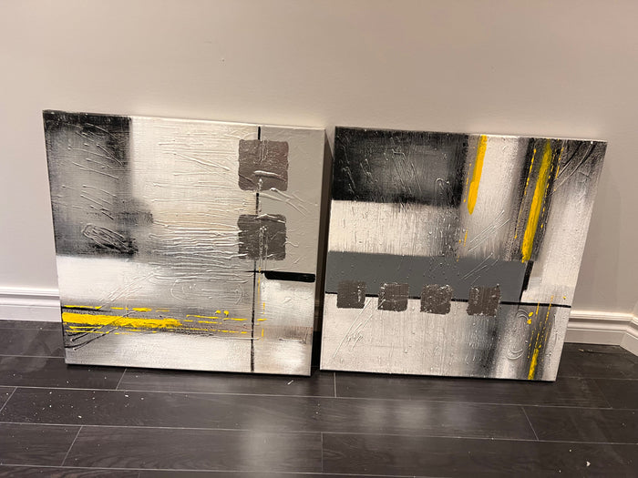 Pair of Wall Art Abstract w/Yellow