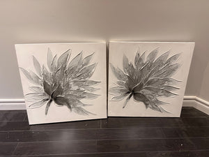 Wall Art Silver Flower (*2 available- sold individually- select quantity)