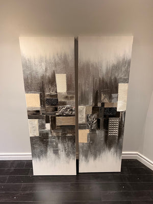 Pair of Abstract Wall Art, Rectangles and Squares  # 1