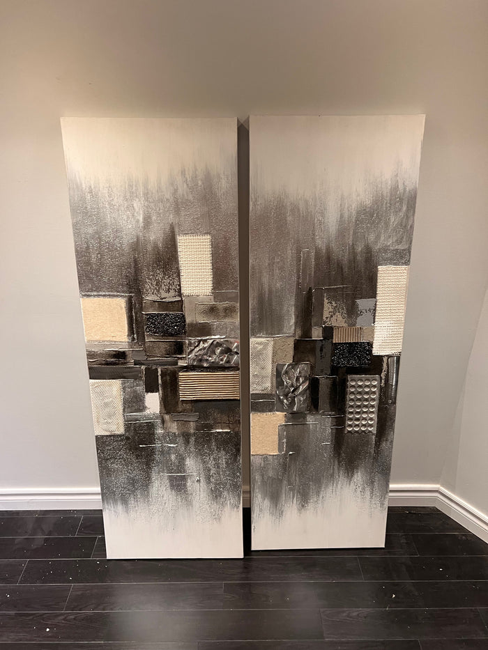 Pair of Abstract Wall Art, Rectangles and Squares  # 2