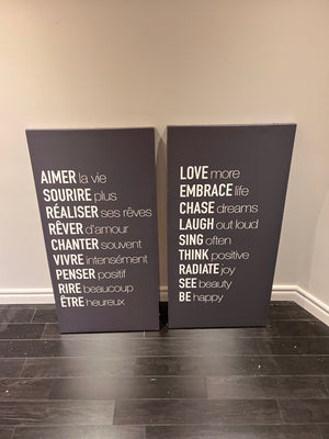 Pair of Wall Art in English & French
