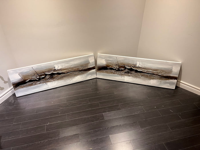 Wall Art Abstract Gold, Black and White (*2 available- sold individually- select quantity)