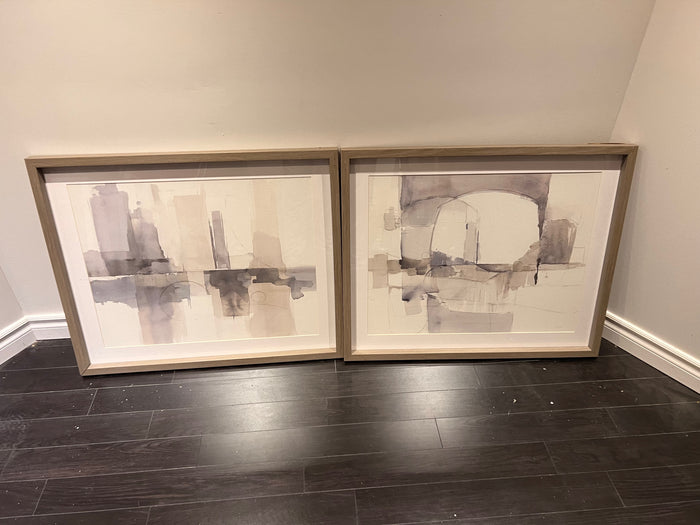 Pair of Abstract "Watercolour-look" Wall Art